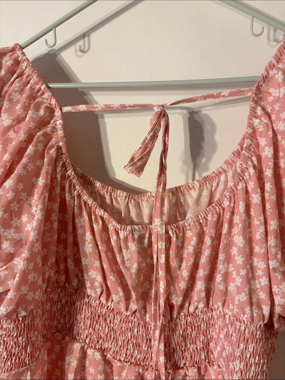 SHEIN Pink Floral Puff-Sleeve Midi Dress - Picture 2 of 2